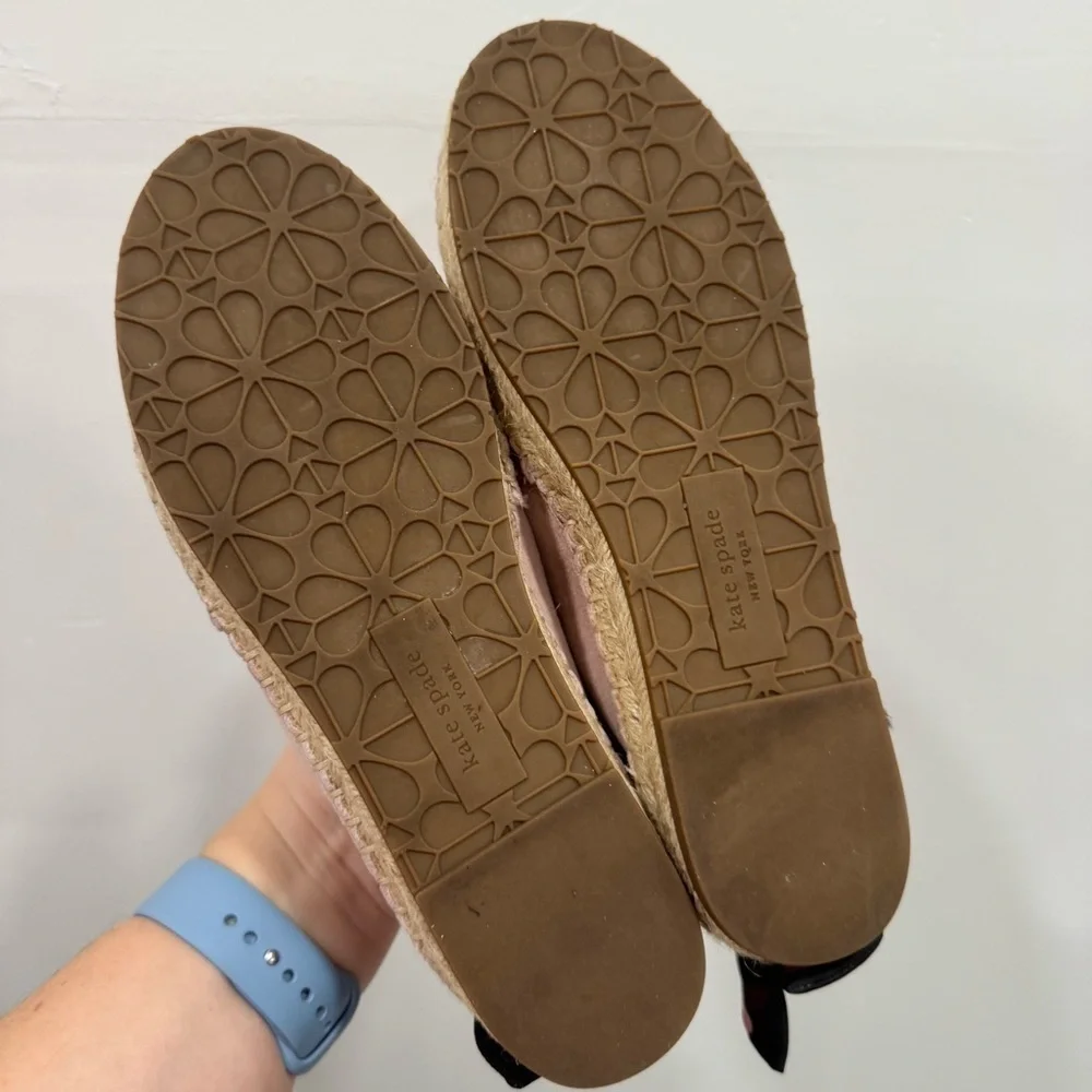 Kate Spade Grayson Espadrille Flats Pink Suede Tie-Back Size 6